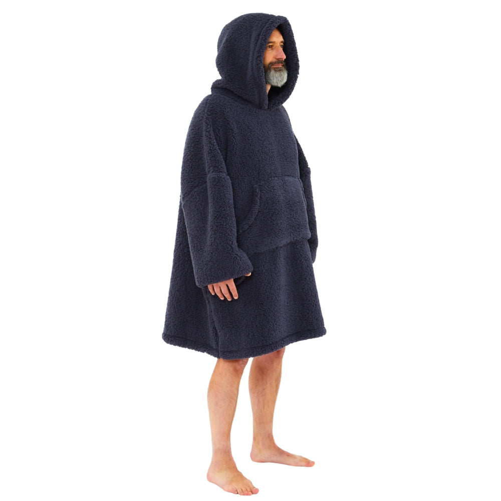 Mens Teddy Fleece Wearable Hoodie Blanket (14761862627710)