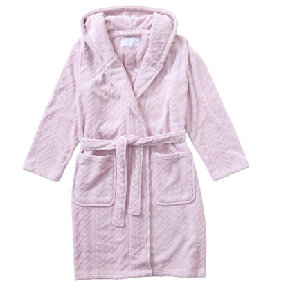 Women's Leaf Embossed Hooded Fleece Dressing Gown