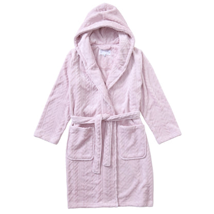 Women's Leaf Pattern Velour Fleece Hooded Dressing Gown