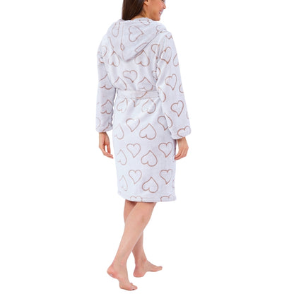 Women's Hearts Embossed Fleece Dressing Gown (15592157938046)