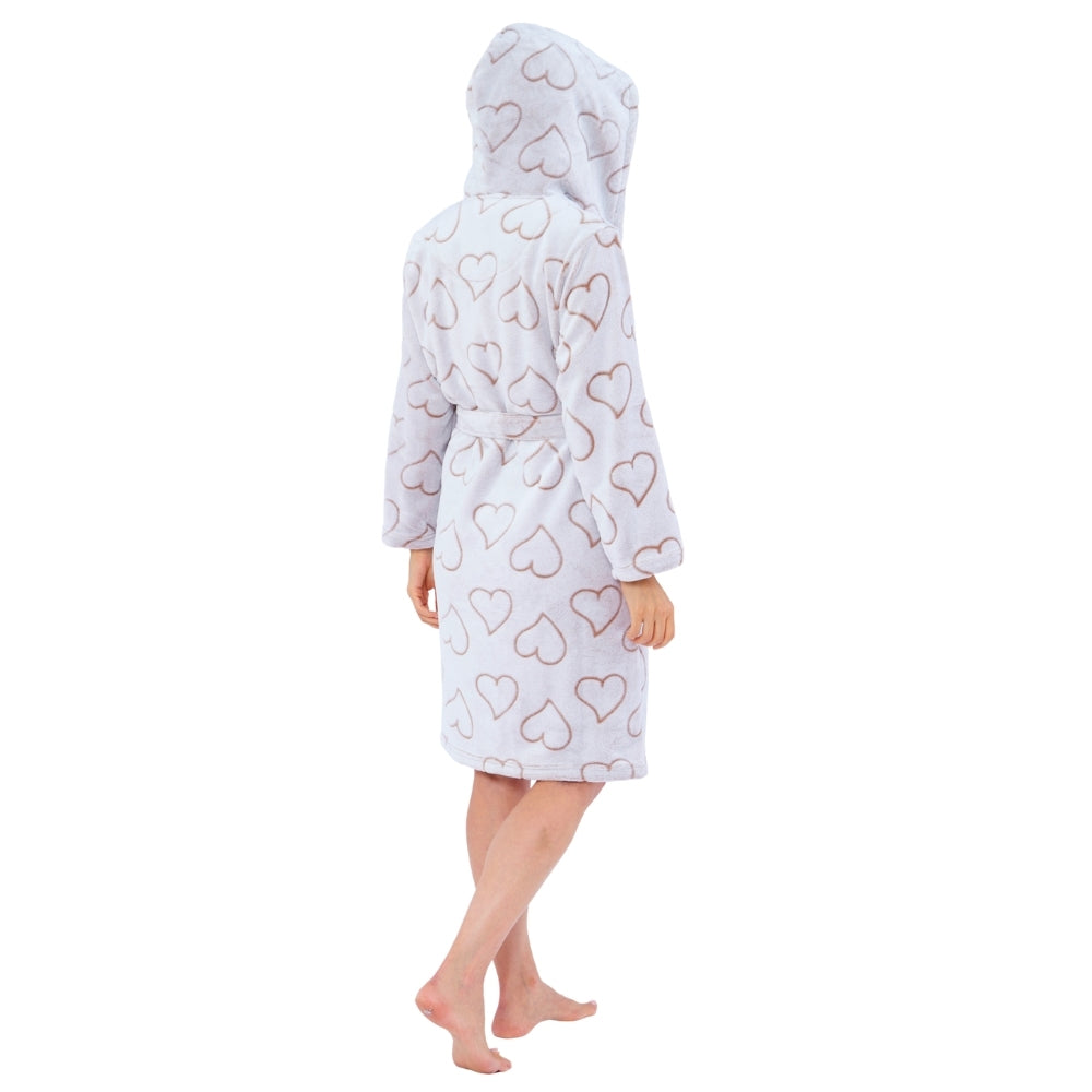 Women's Hearts Embossed Fleece Dressing Gown (15592157938046)