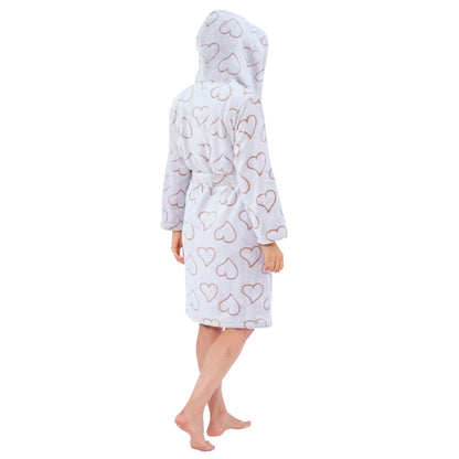 Women's Hearts Embossed Fleece Dressing Gown (15592157938046)