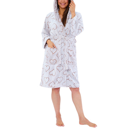 Women's Hearts Velour Fleece Dressing Gown (15592157938046)