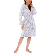 Women's Hearts Embossed Fleece Dressing Gown (15592157938046)