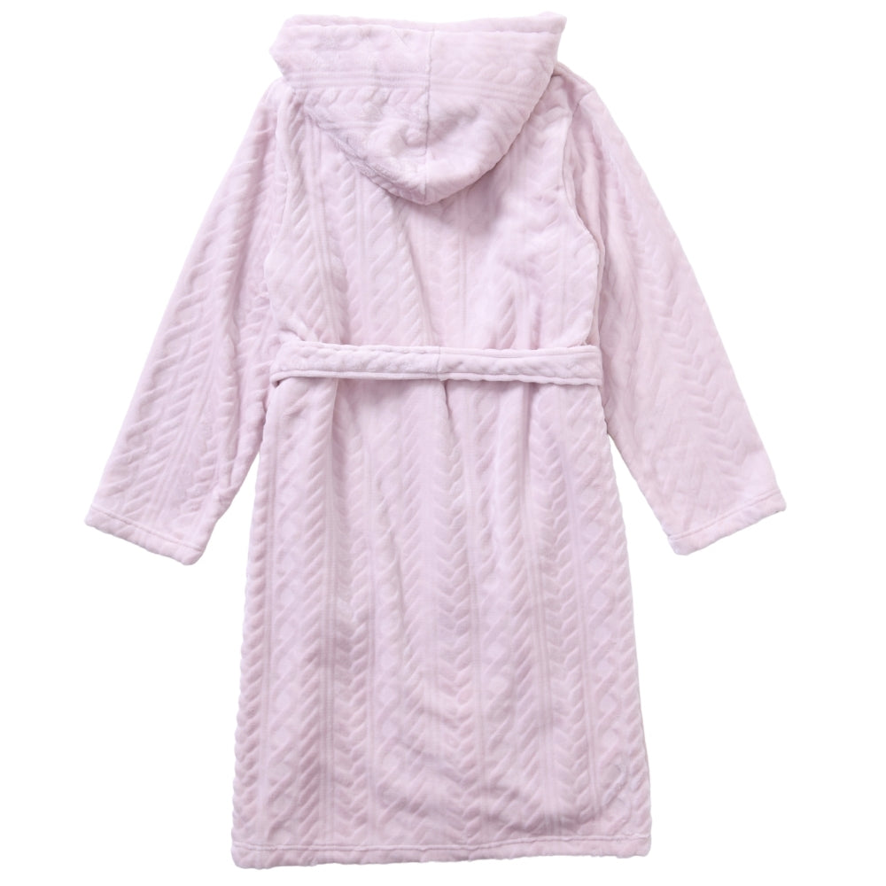 Women's Leaf Embossed Hooded Fleece Dressing Gown