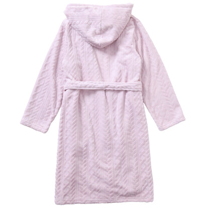 Women's Leaf Embossed Hooded Fleece Dressing Gown