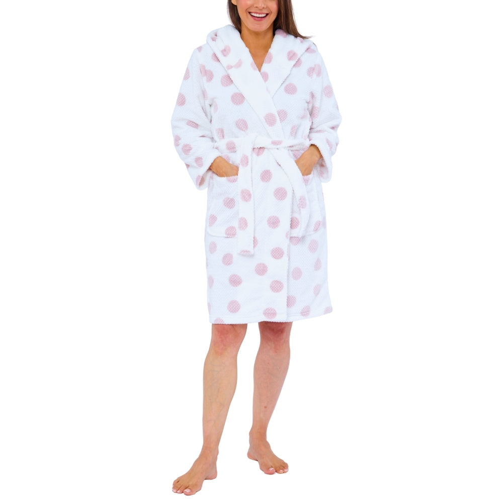 Women's Spot Waffle Fleece Dressing Gown (15592158003582)