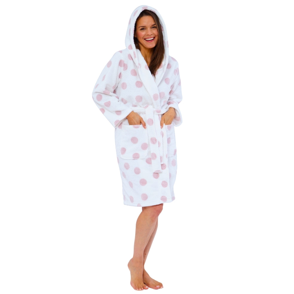 Women's Spot Waffle Fleece Dressing Gown (15592158003582)