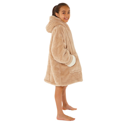 Girls Fluffy Fleece Wearable Hoodie Blanket (8159179800802)