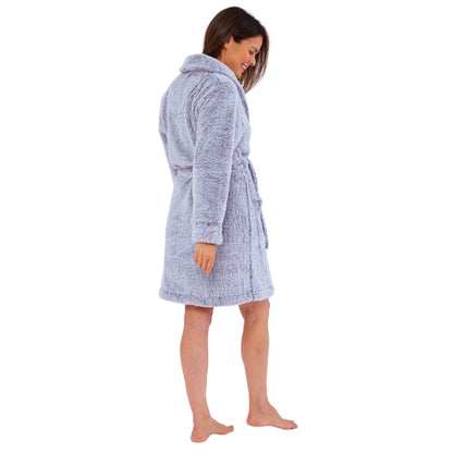 Women's Grey Frosted Fleece Dressing Gown