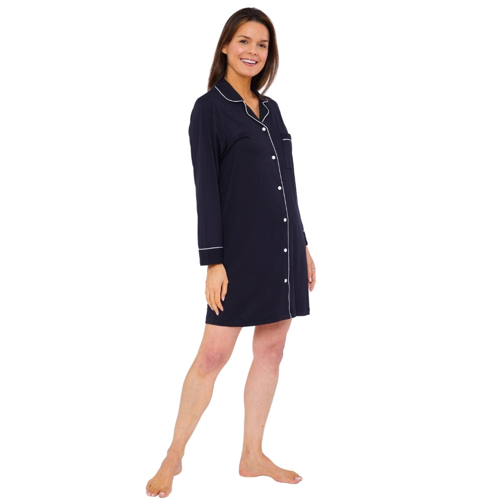 Womens Soft Touch Piped Nightshirt