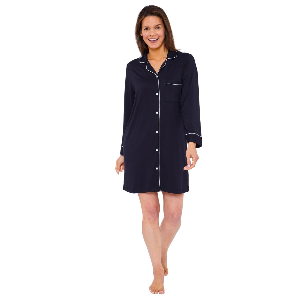 Womens Soft Touch Piped Nightshirt