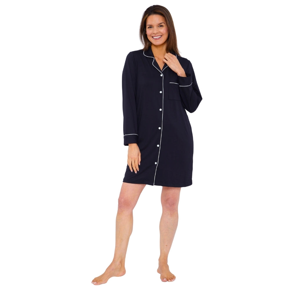 Womens Soft Touch Piped Nightshirt