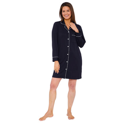 Womens Soft Touch Piped Nightshirt