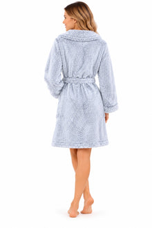 Women's Shawl Neck Frosted Fleece Dressing Gown