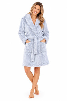 Women's Shawl Neck Frosted Fleece Dressing Gown