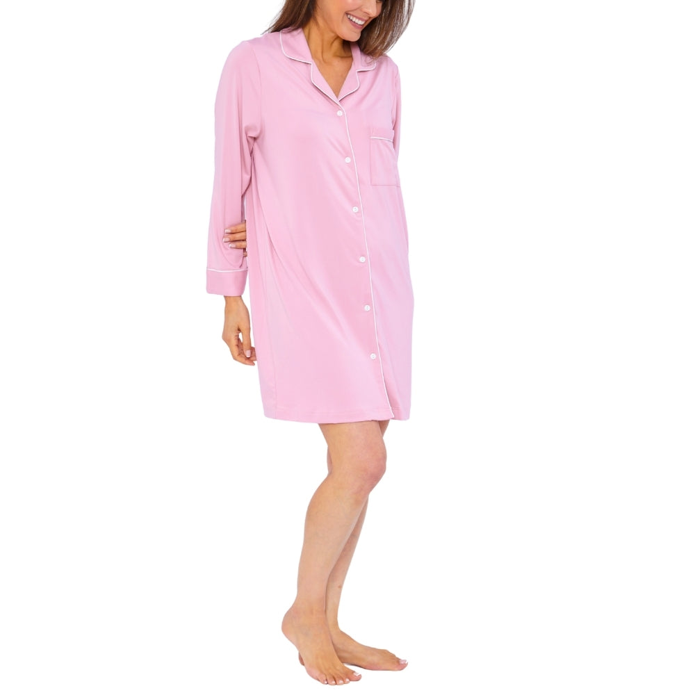 Womens Soft Touch Piped Nightshirt (15592033386878)