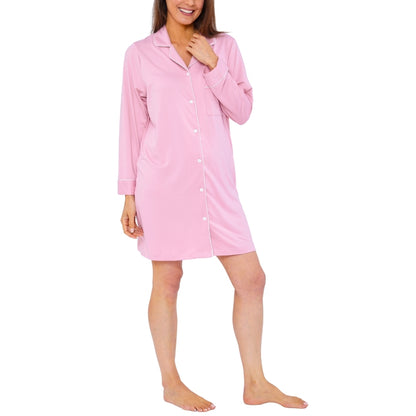 Womens Soft Touch Piped Nightshirt (15592033386878)