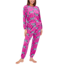 Womens Zebra Print Velour Pyjamas (15592033288574)