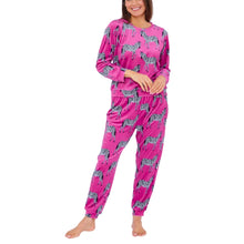 Womens Zebra Print Velour Pyjamas (15592033288574)
