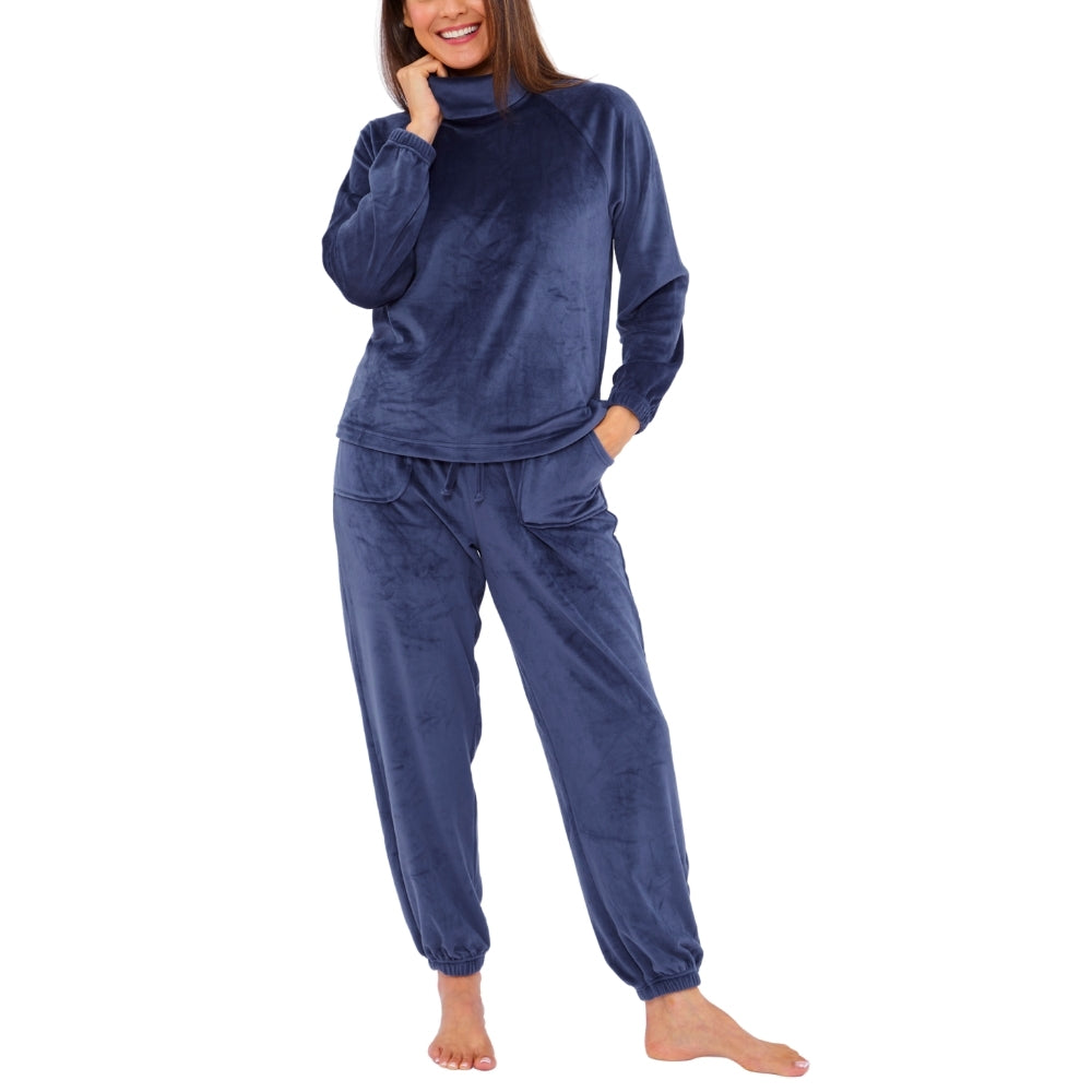 Women's Cowl Neck Velour Pyjamas (15592158036350)