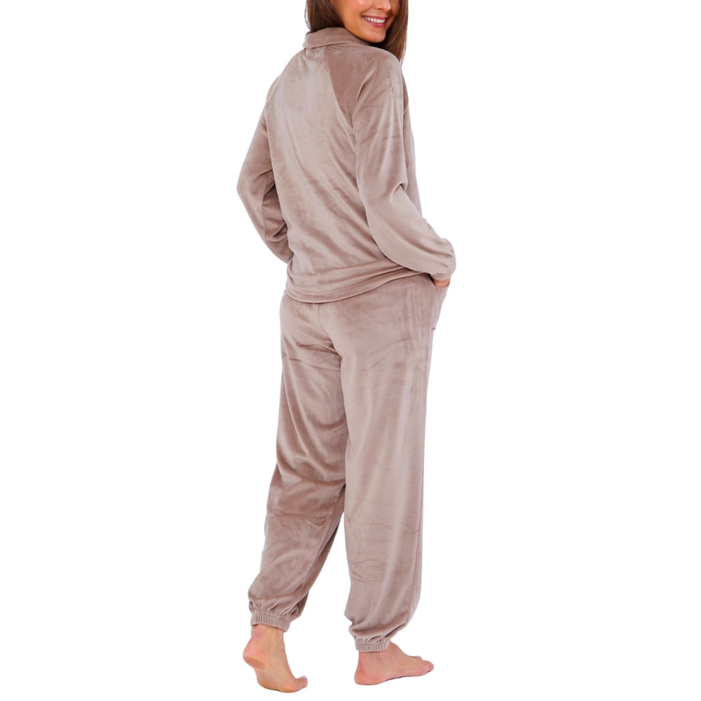 Women's Cowl Neck Velour Pyjamas (15592158069118)
