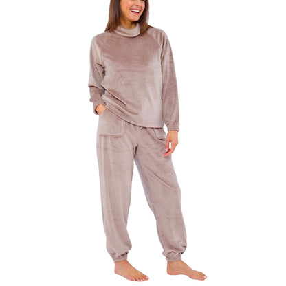 Women's Cowl Neck Velour Pyjamas (15592158069118)