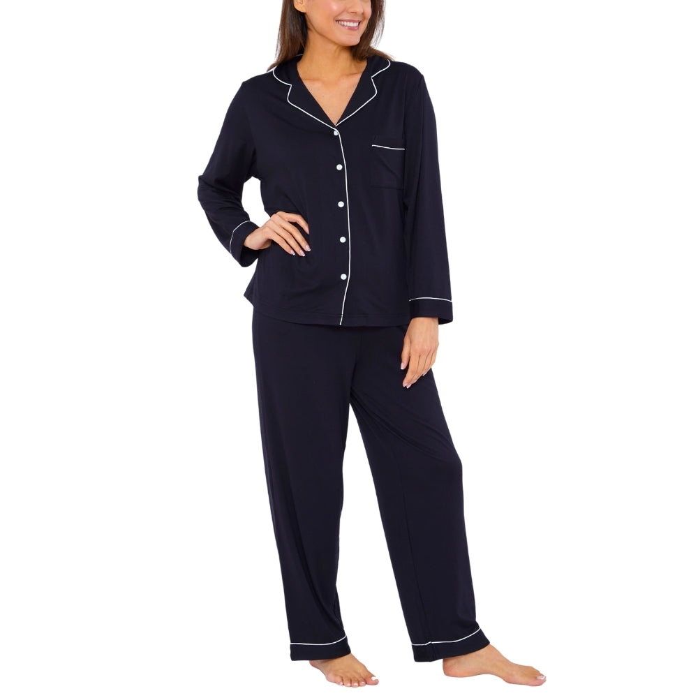 Womens Soft Touch Piped Pyjamas (15592033354110)