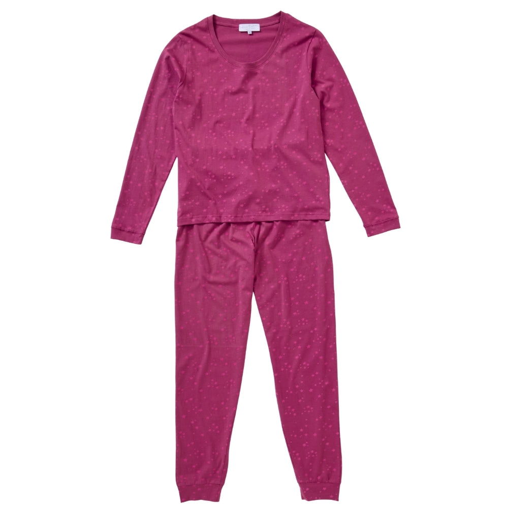 Womens Pink Star Print Jersey Pyjamas