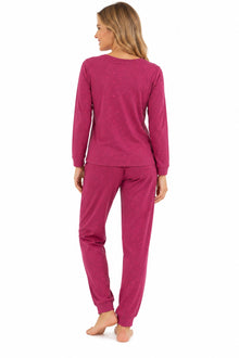 Womens Pink Star Print Jersey Pyjamas