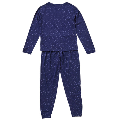 Womens Navy Star Print Jersey Pyjamas