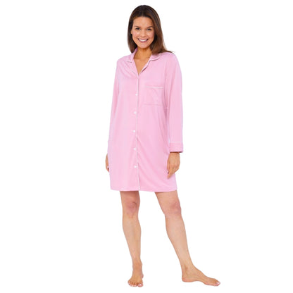 Womens Soft Touch Piped Nightshirt