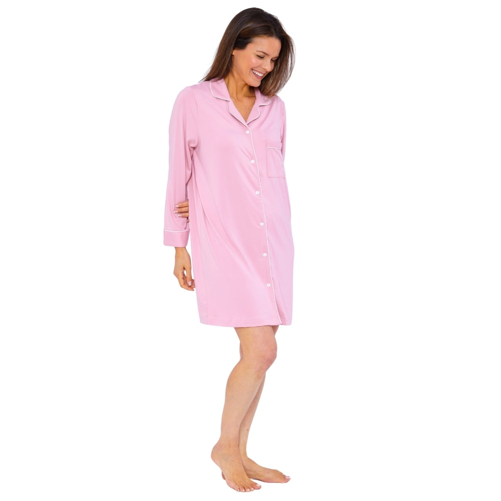 Womens Soft Touch Piped Nightshirt