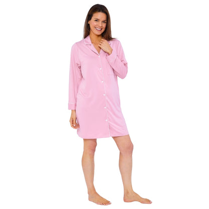 Womens Soft Touch Piped Nightshirt