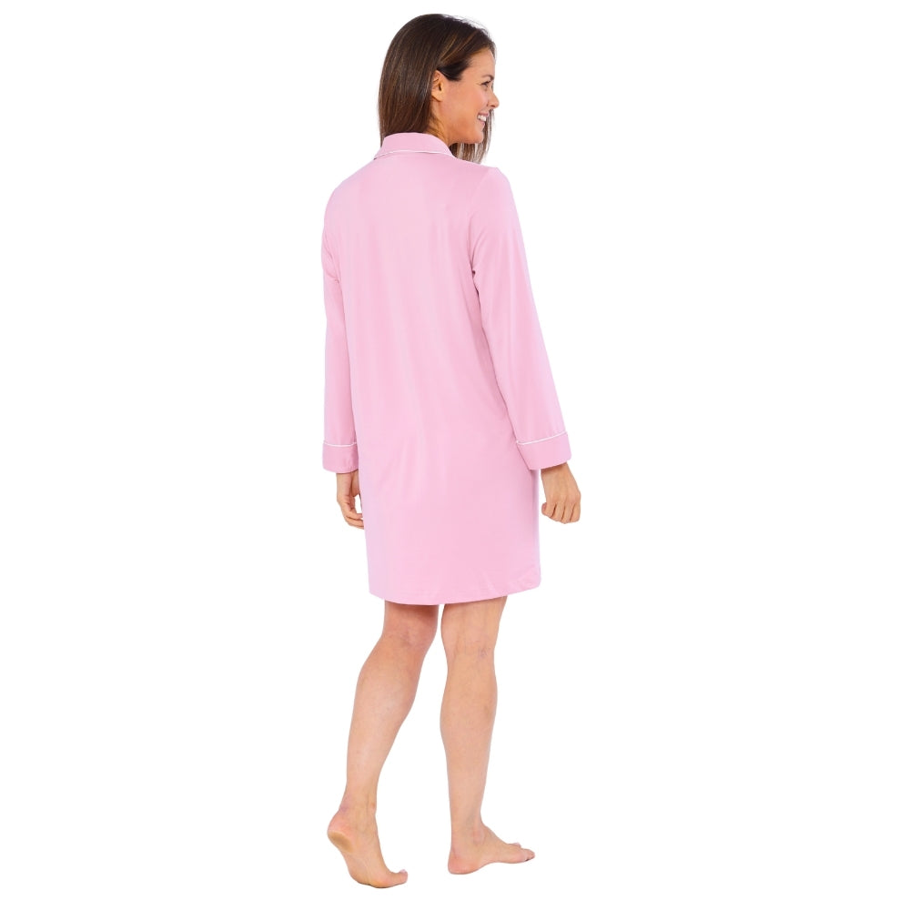 Womens Soft Touch Piped Nightshirt