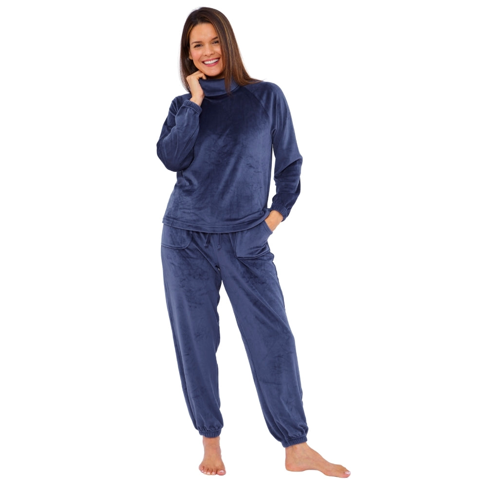 Women's Cowl Neck Velour Pyjamas