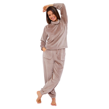 Women's Cowl Neck Velour Pyjamas