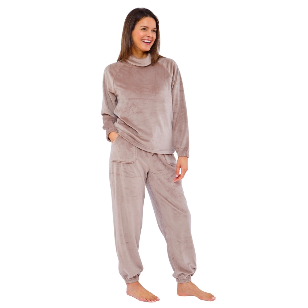 Women's Cowl Neck Velour Pyjamas