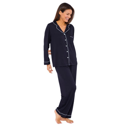 Womens Soft Touch Piped Pyjamas