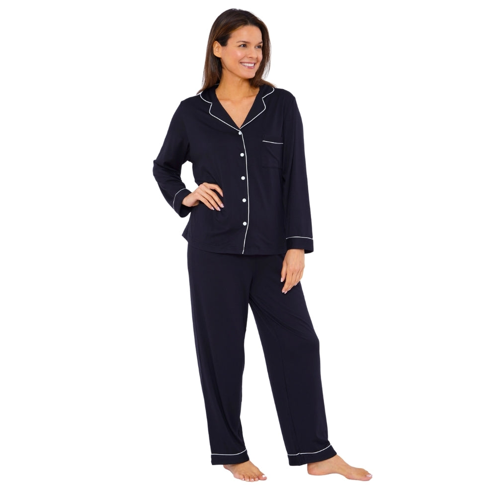 Womens Soft Touch Piped Pyjamas