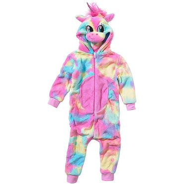 Girls Rainbow Unicorn Fleece Onesie | Unicorn Onesie for Kids (4490631839796)