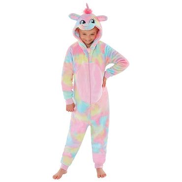 Girls Rainbow Unicorn Fleece Onesie | Unicorn Onesie for Kids (4490631839796)