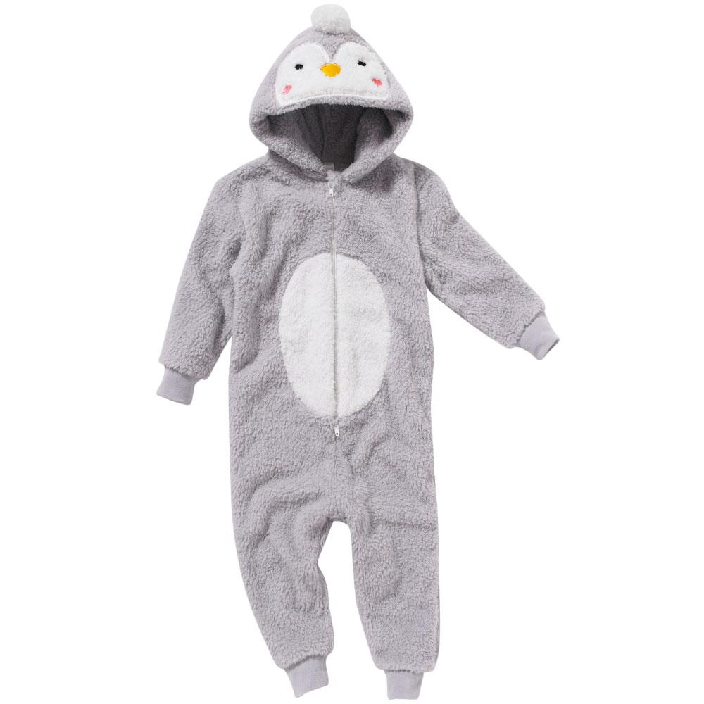 Girls Baby Penguin Fleece Onesie | Penguin Onesie for Infants (4490631479348)