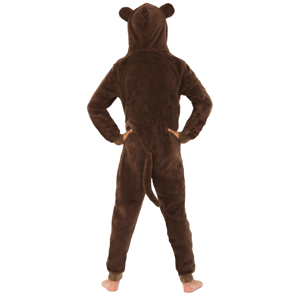 Childs Brown Fleece Novelty Monkey Onesie (6537241231521)