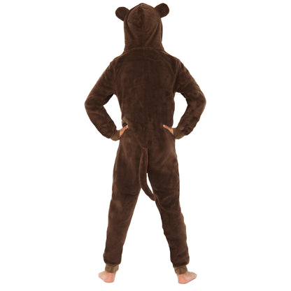 Childs Brown Fleece Novelty Monkey Onesie (6537241231521)
