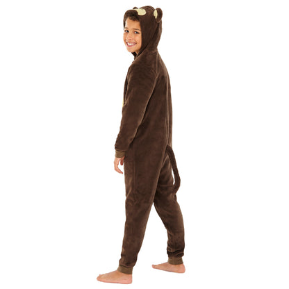 Childs Brown Fleece Novelty Monkey Onesie (6537241231521)