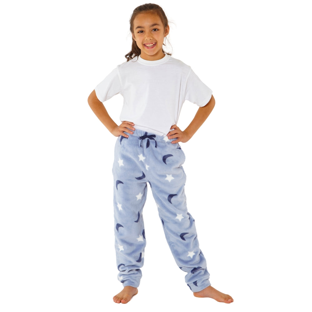 Girls Moon Print Fleece Bottoms (8216528453858)