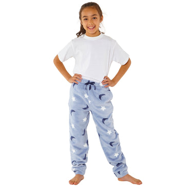 Girls Moon Print Fleece Bottoms (8216528453858)