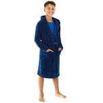 Kids Plain Hooded Fleece Dressing Gown (7994886881506)
