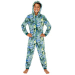 Kids Green Fleece Camouflage Onesie (7868559294690)